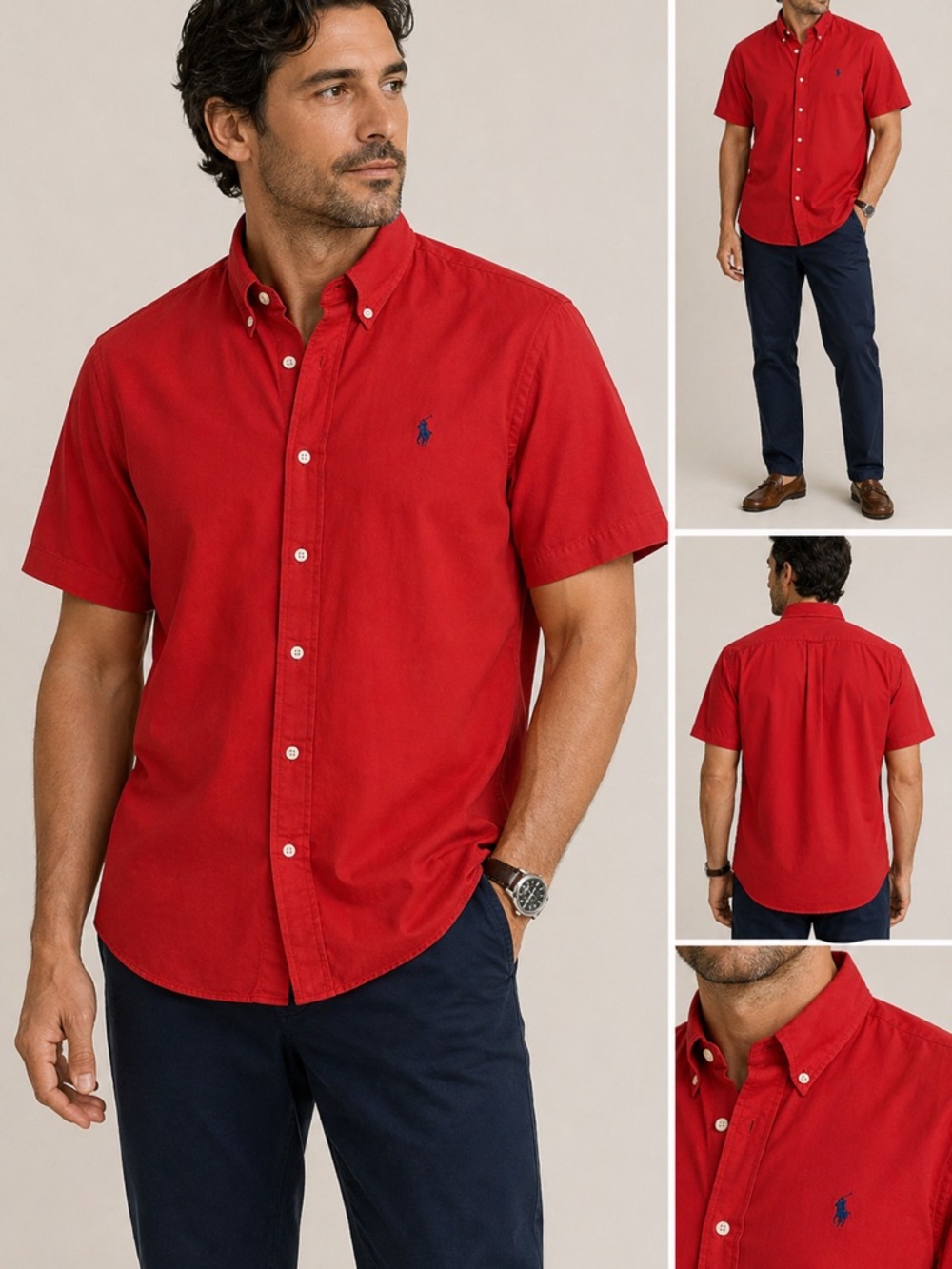 Polo Ralph Lauren XL Classic Fit Red Button Down Shirt Short Sleeve Pony